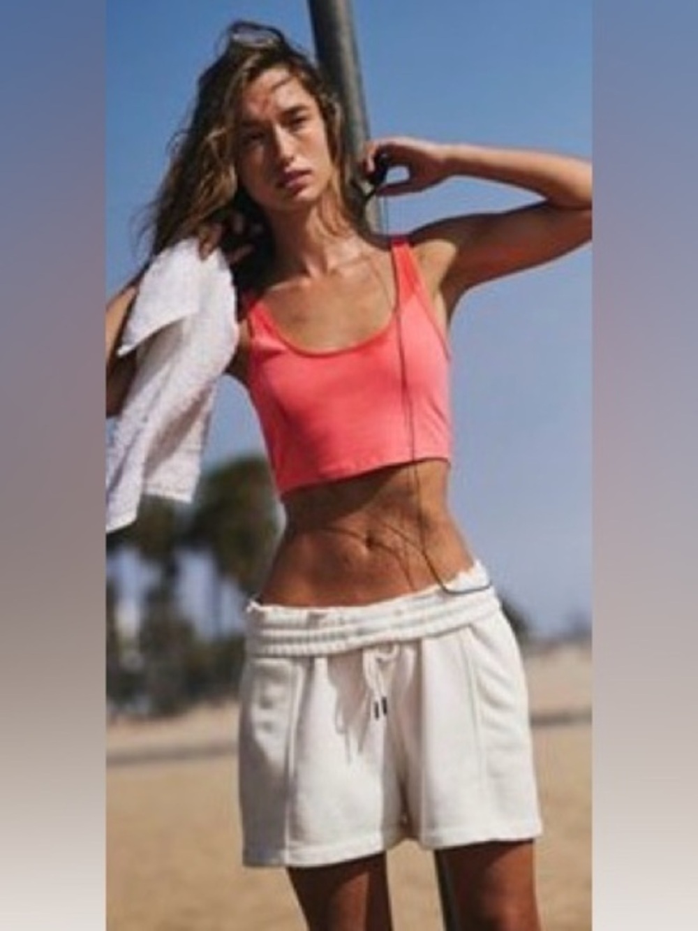 EUC Free People Movement Sprint to the Finish shorts in ivory white